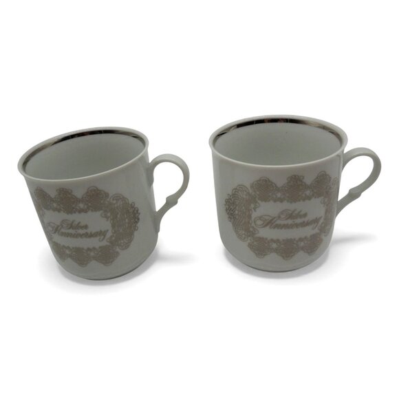 House of GOEBEL Silver Anniversary Audrey Walters Porcelain Mug Set 1970s VTG - Picture 2 of 10